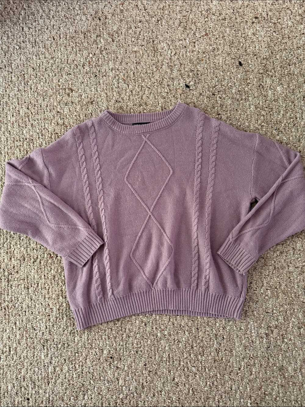 SHEIN Lavender Cable Knit Crewneck Sweater